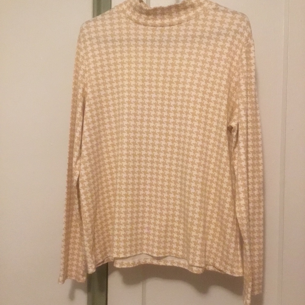 Croft & Barrow Mock Neck Long Sleeve Top, Cream/White Houndstooth